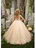 Ivory And Blush Pink Lace Tulle Timeless Flower Girl Dress Ivory And Blush Pink Lace Tulle Timeless Flower Girl Dress